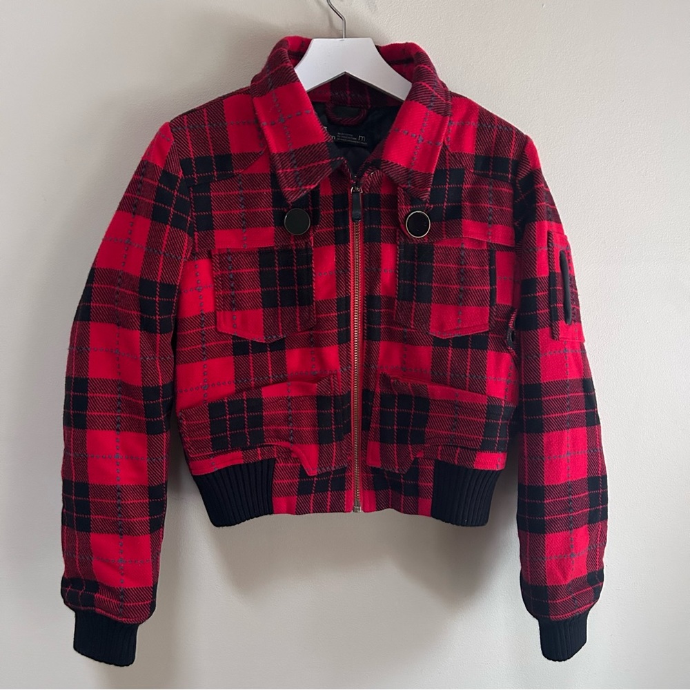 Burton~ Retro 90s Y2K Plaid Check Full Zip Cropped Jacket  size Medium~ *No hood